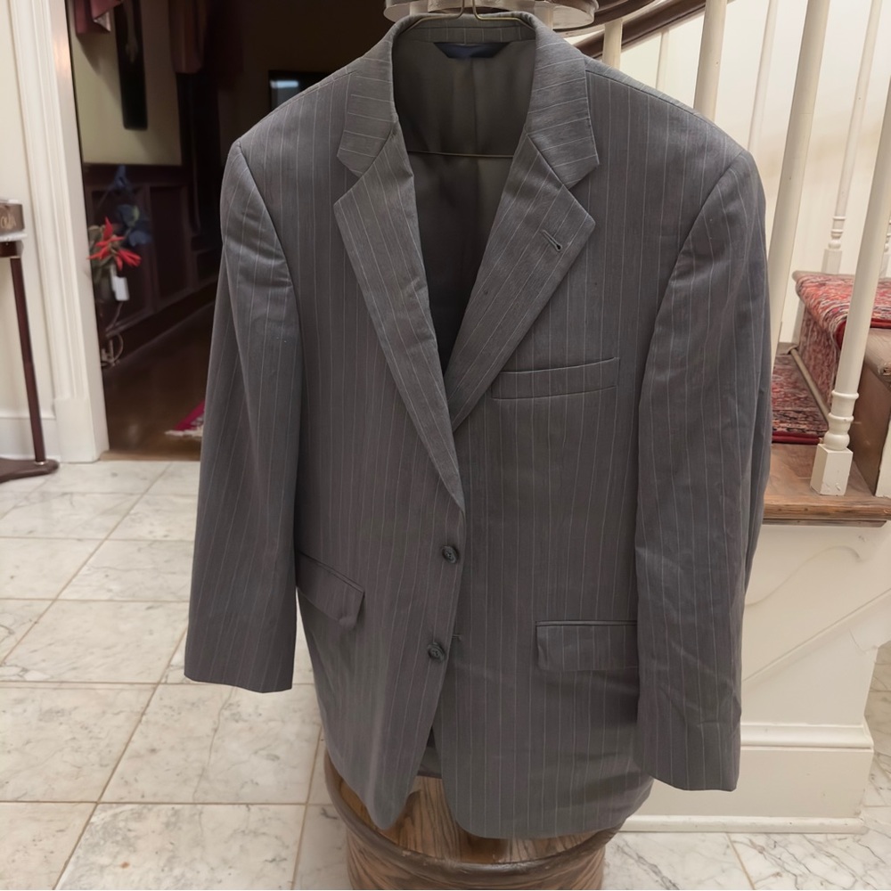 BURBERRY Gray Pinstripe Blazer